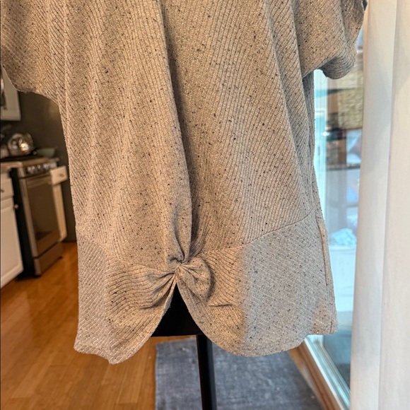 INC International Concepts Short Sleeve Knotted Top - Gray glittery. - Picture 5 of 8